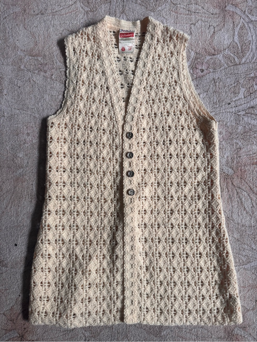 Vintage Cream Knit Button Front Sweater Vest - St. Michael’s (Marks & Spencer)